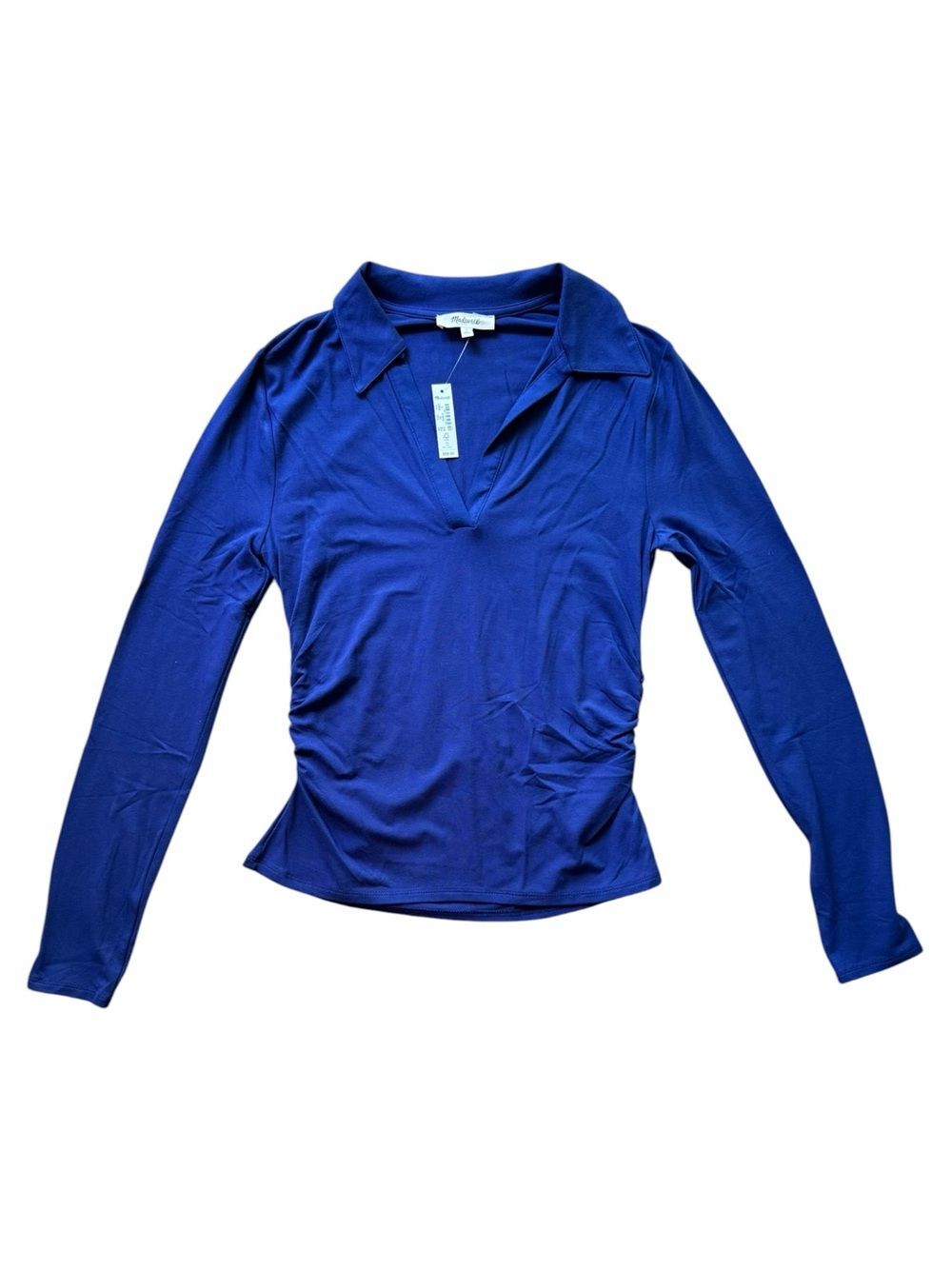 Madewell Minimalist Side-Cinch Polo Top Bright Cobalt S